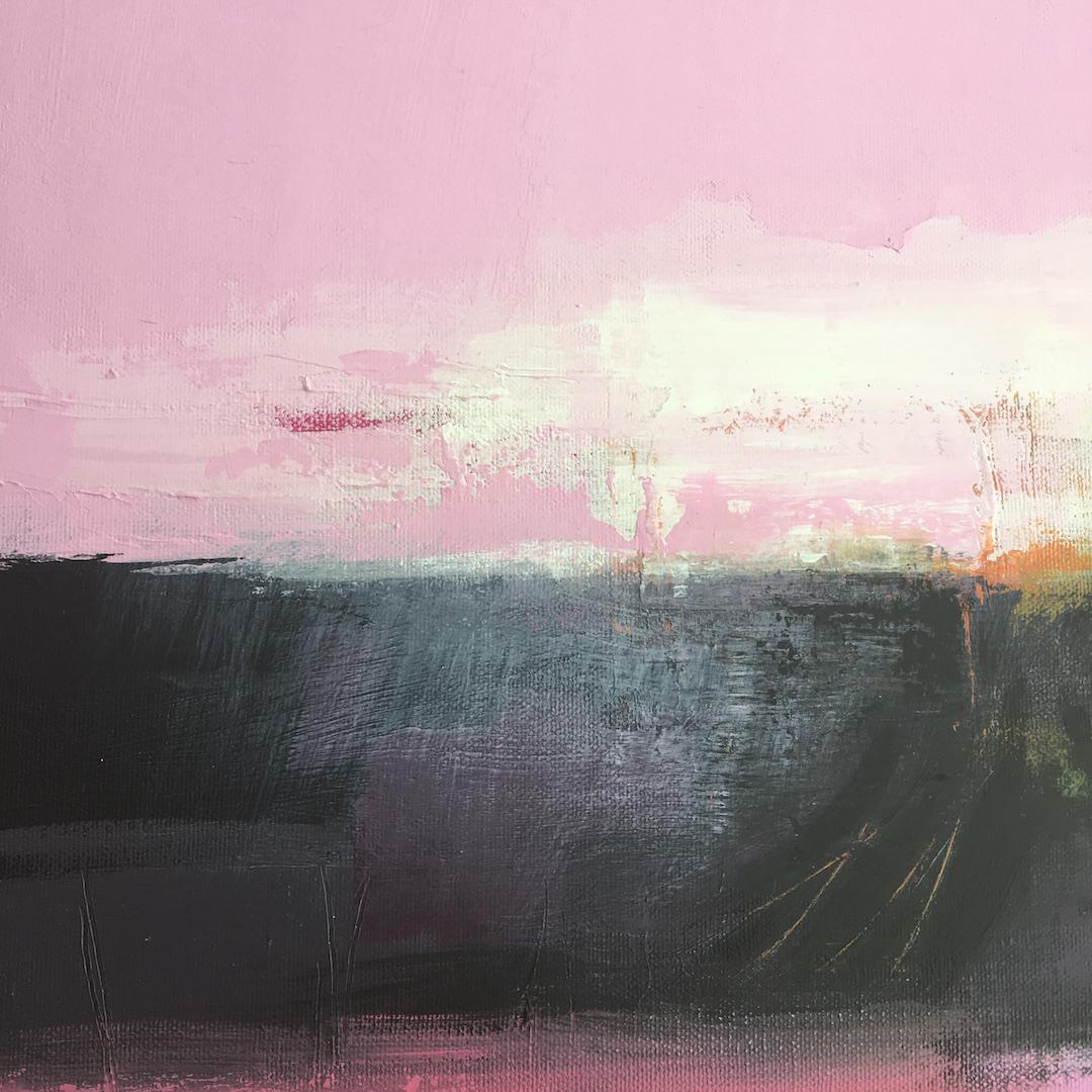 Sarah Foat, I Took You Over the Edge, pittura astratta contemporanea di paesaggio 7