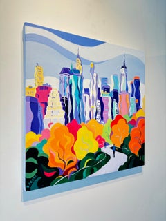 Manhattan Fall-original NY cityscape abstract surreal painting-contemporary Art