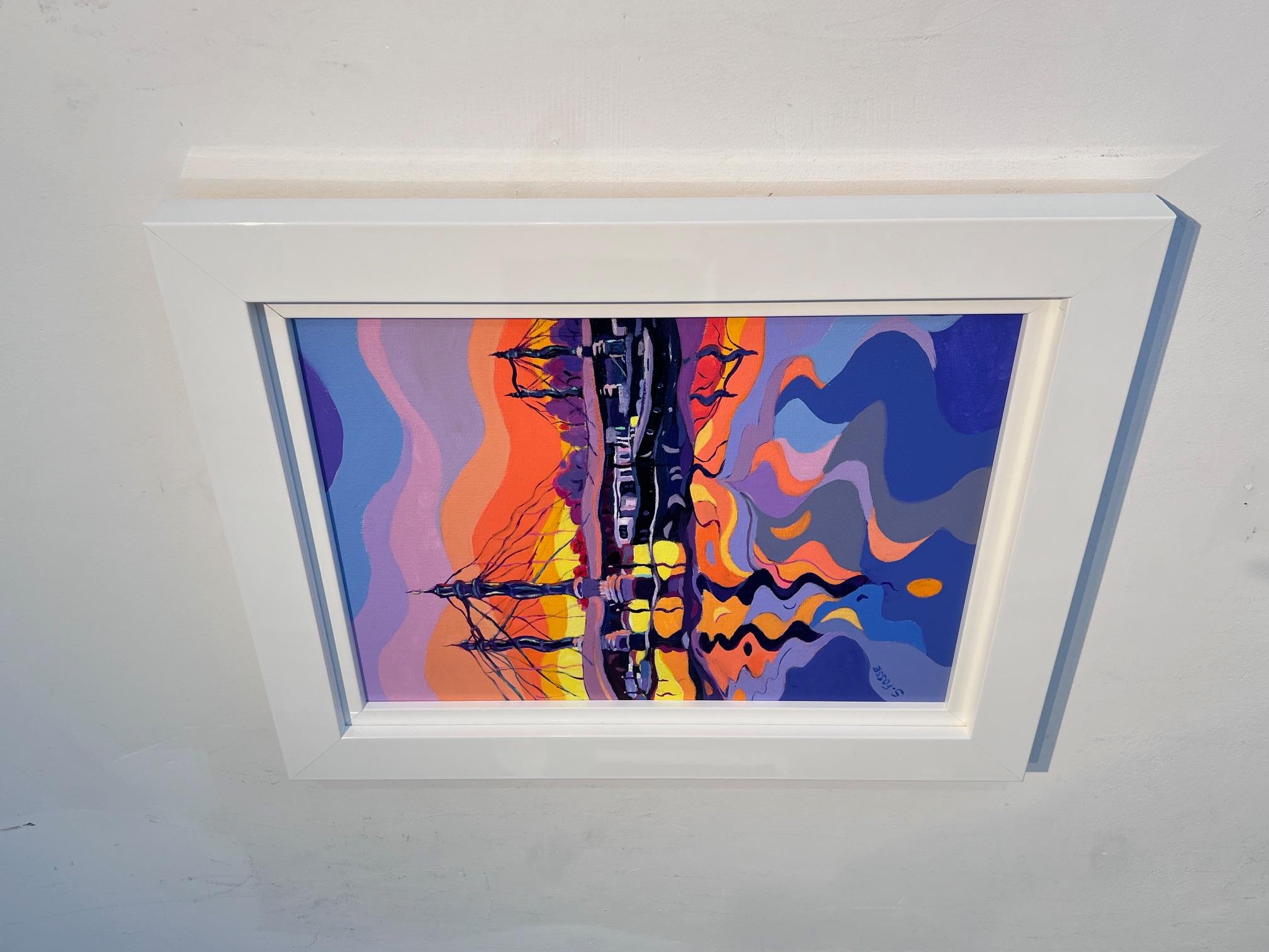 Albert Bridge Sunset - original modern realism cityscape Kunstwerk (Abstrakt), Painting, von Sarah Fosse