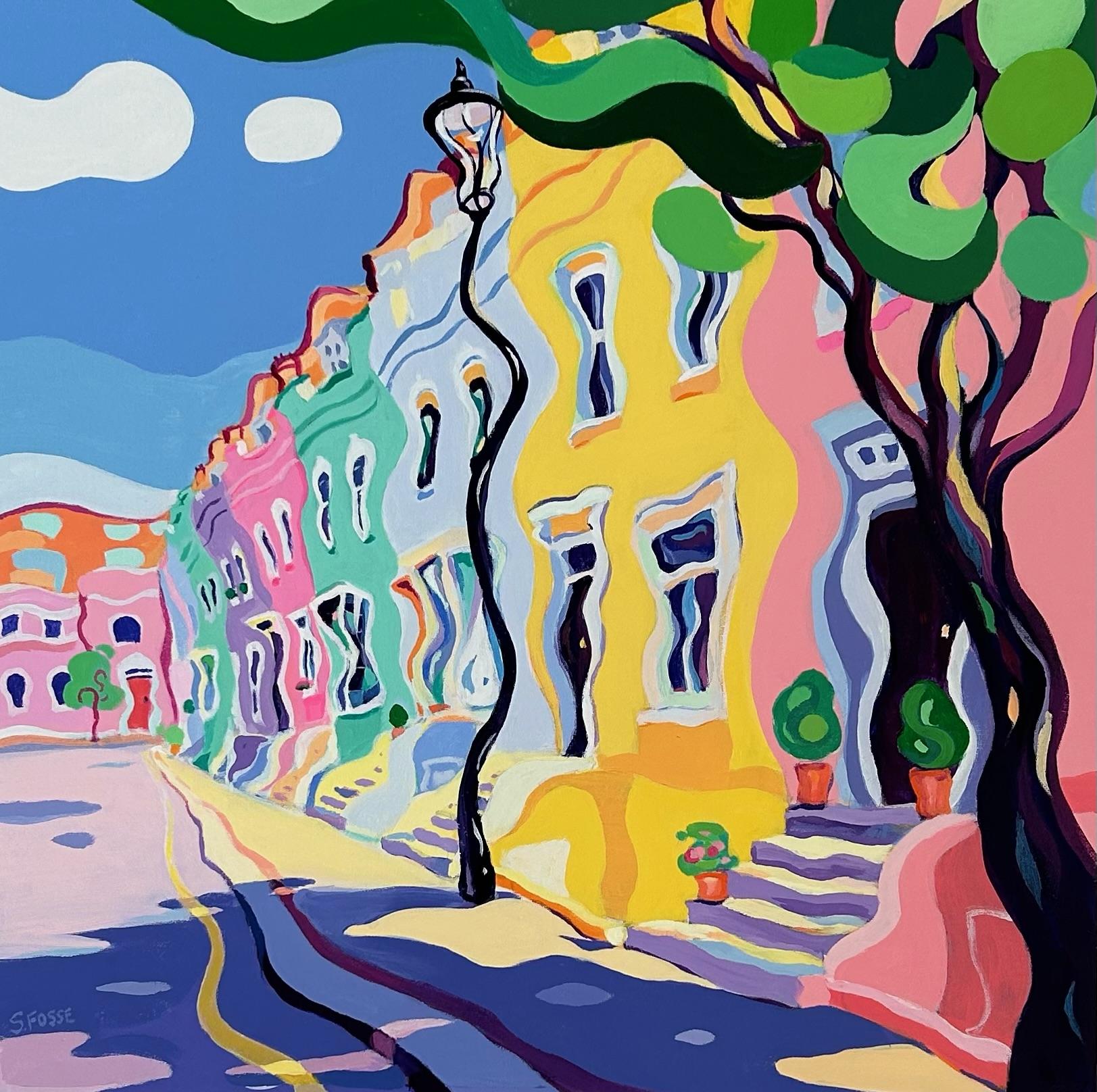 Chelsea in Spring-original surrealism-realism cityscape painting-contemporary  - Art by Sarah Fosse