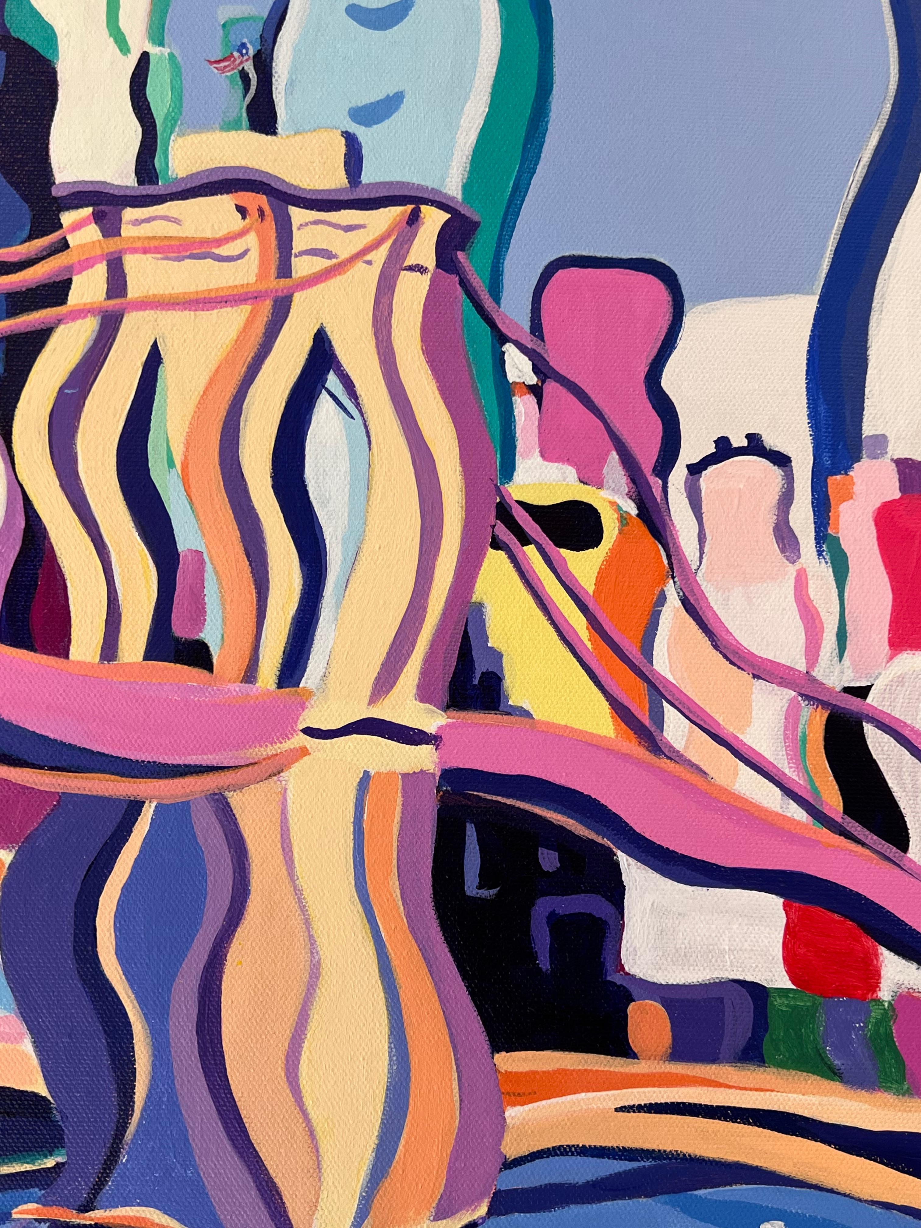 Surreal Bridge Melodies-original NY cityscape abstract painting-contemporary Art For Sale 4