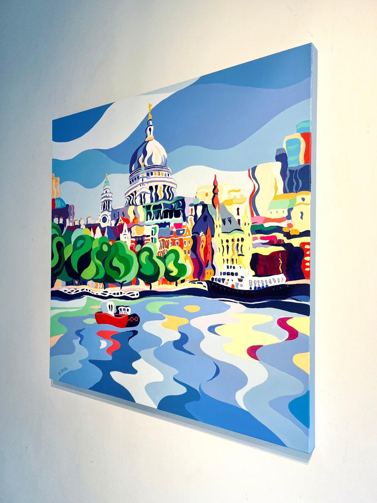 View of St Paul’s-original modern realism cityscape painting-contemporary art - Abstract Painting by Sarah Fosse