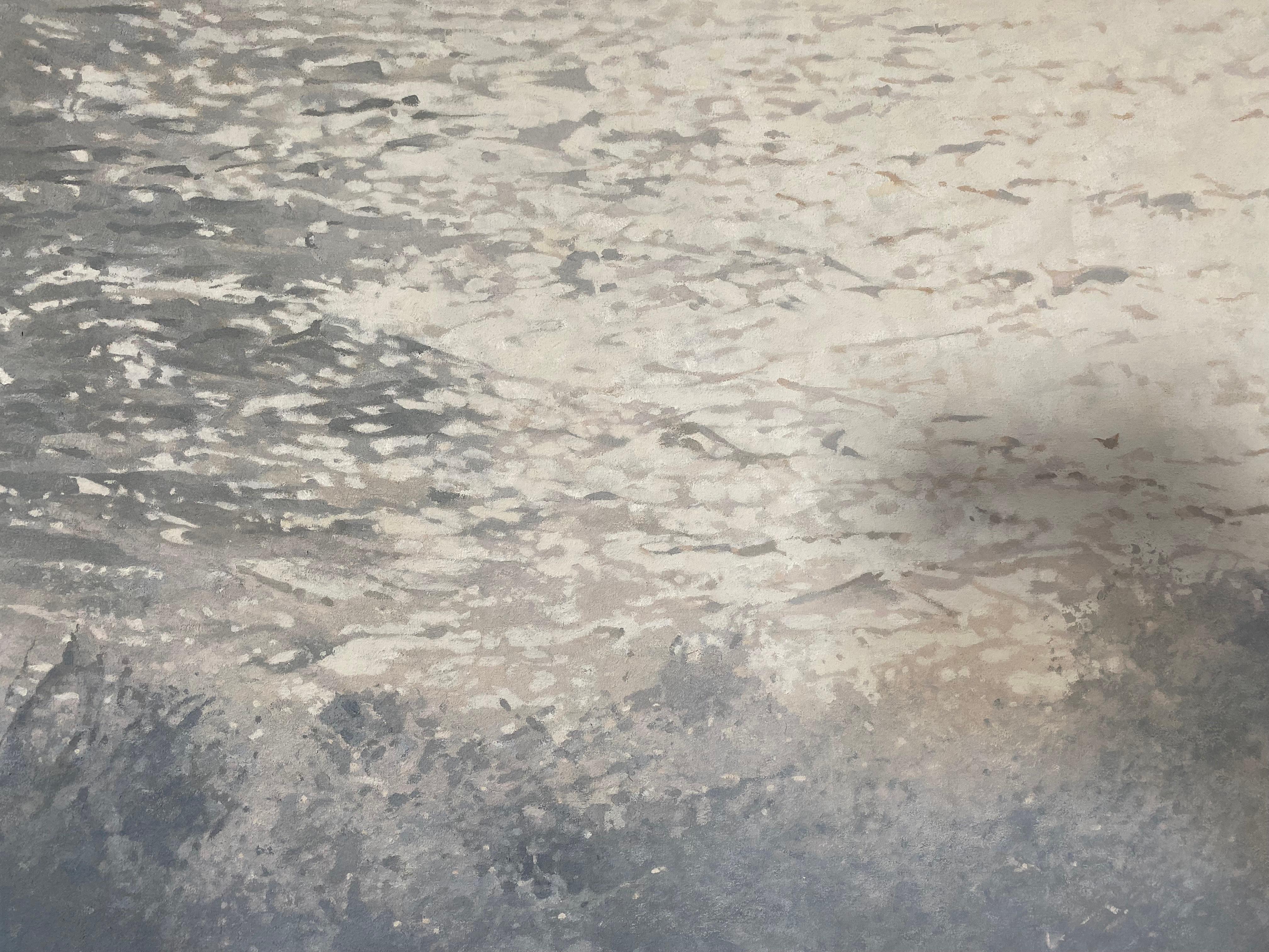 Sunyata, una escena costera - Landscape Painting Gris de Sarah Gillespie