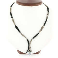 Sarah Graham Manzanita Cobalt Chrome 18k Gold Diamond & Tahitian Pearl Necklace