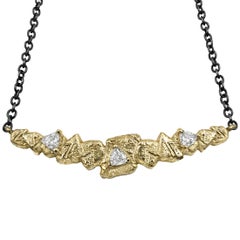Sarah Graham Trillion White Diamond Gold Trigon Bar Necklace