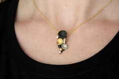 Sarah Graham White Diamond Gold Cobalt Chrome Cluster Drop Necklace