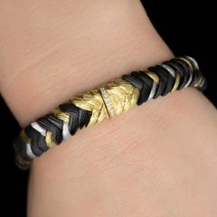 Sarah Graham White Diamond Gold Cobalt Chrome Rattlesnake Grass Bracelet
