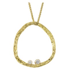 Sarah Graham White Diamond Gold Open Pebble Pendant Necklace