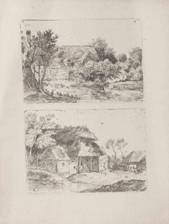 Village - Antique Lithograph by Sarah Green - Late 19th century