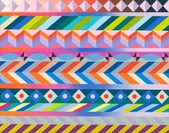 Sarah Helen More, Gravitron/Zipper, quilt-inspired, bright, geometric painting 