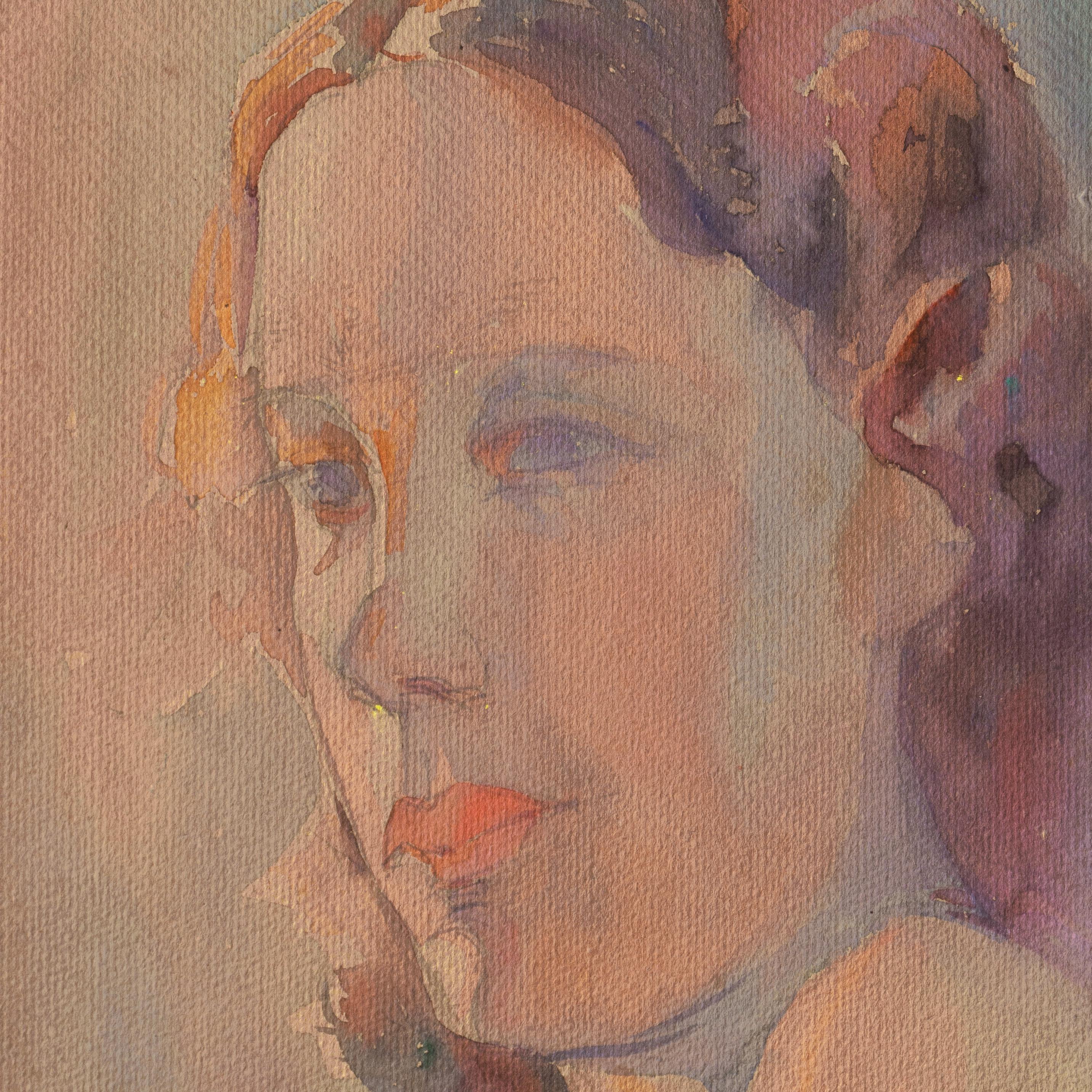„Study of a Young Woman“, kalifornische Künstlerin, Art Institute of Chicago (Impressionismus), Painting, von Sarah Hobson