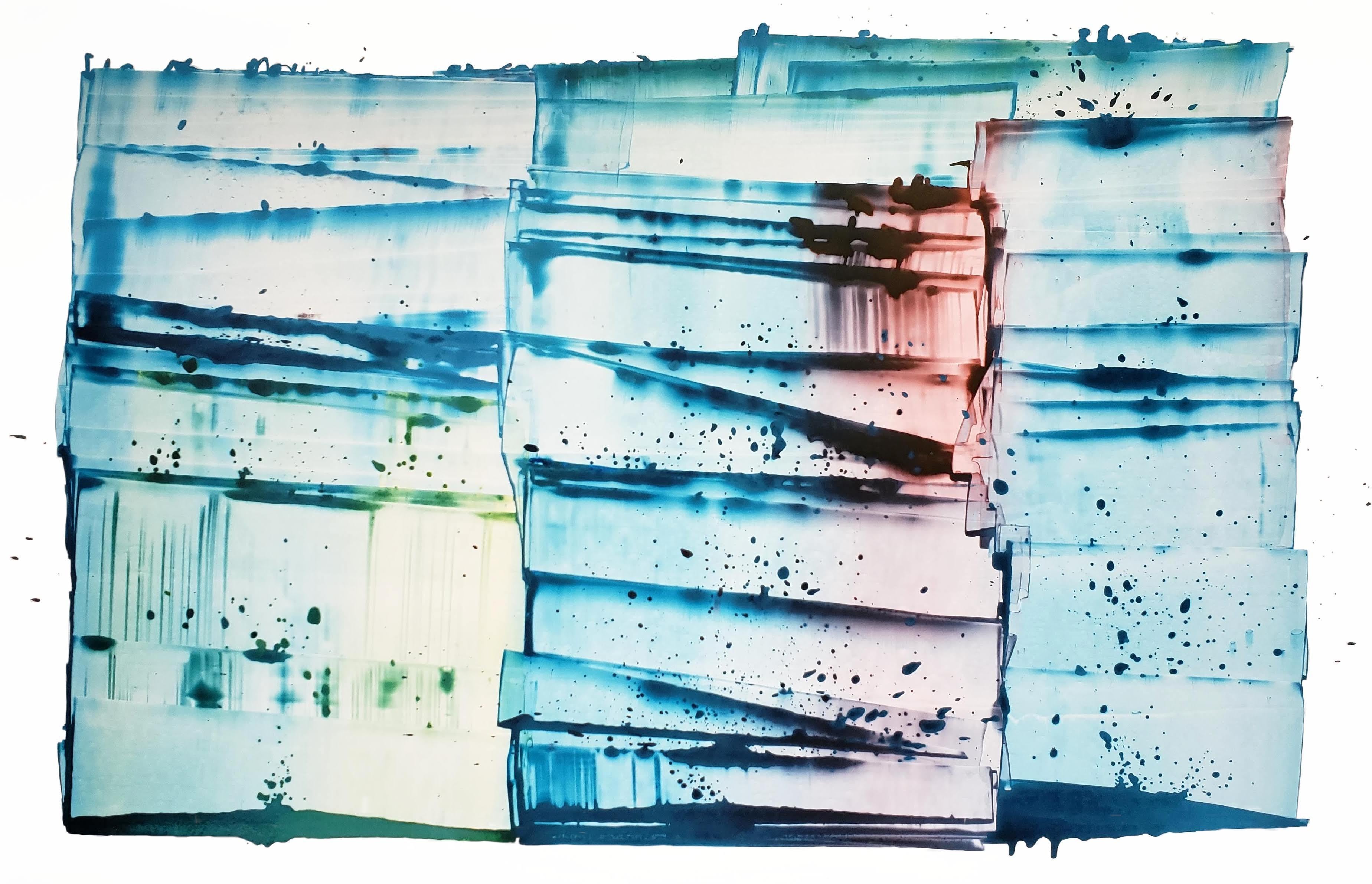 Sarah Irvin
I Have Some, 2019
ink on Yupo paper
30 1/2 x 47 in.

This original abstract ink painting on Yupo paper by Sarah Irvin features bold translucent shades of turquoise, blue, green, and red.

Sarah Irvin creates dynamic, rich images that