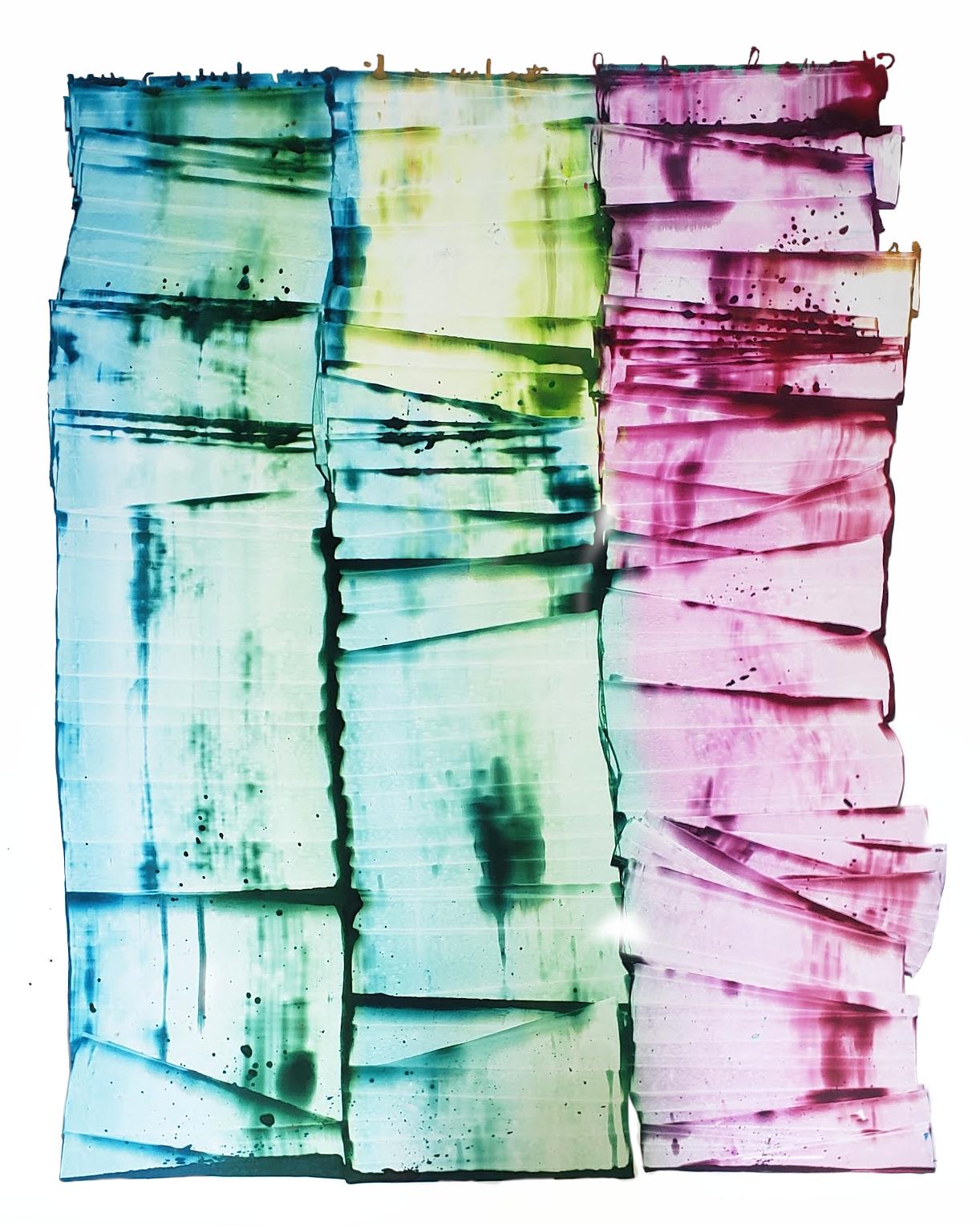 « Tell Us Something » de Sarah Irvin - Peinture à l'encre abstraite sur papier Yupo 