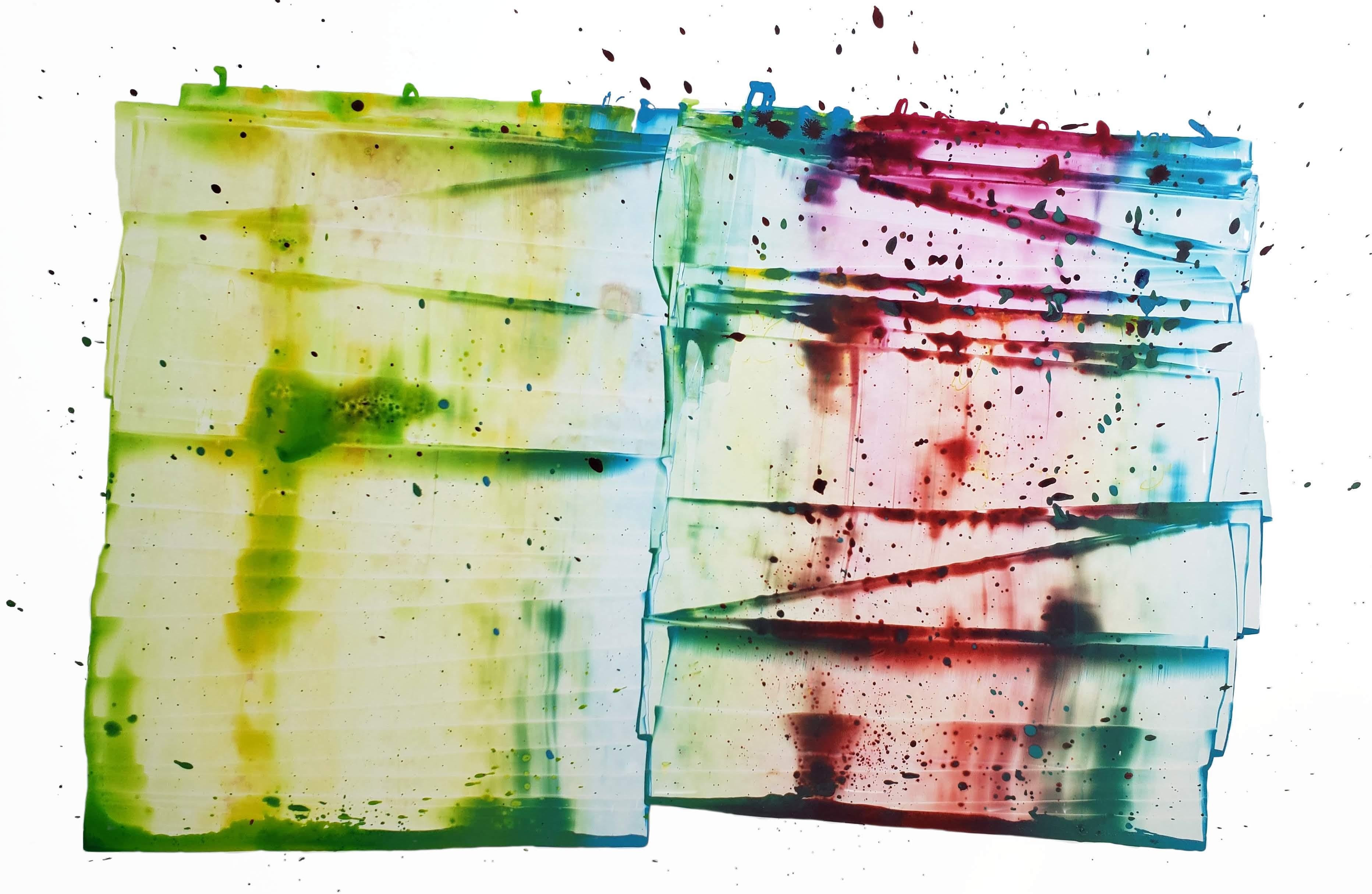 Sarah Irvin
The Difference, 2025
ink on Yupo paper
26 x 40 in.
(irv096)

Sarah Irvin's work is concerned with explorations of autobiography, family history, genetic heritage, and memory. In this series of works, she writes cursive text on a smooth