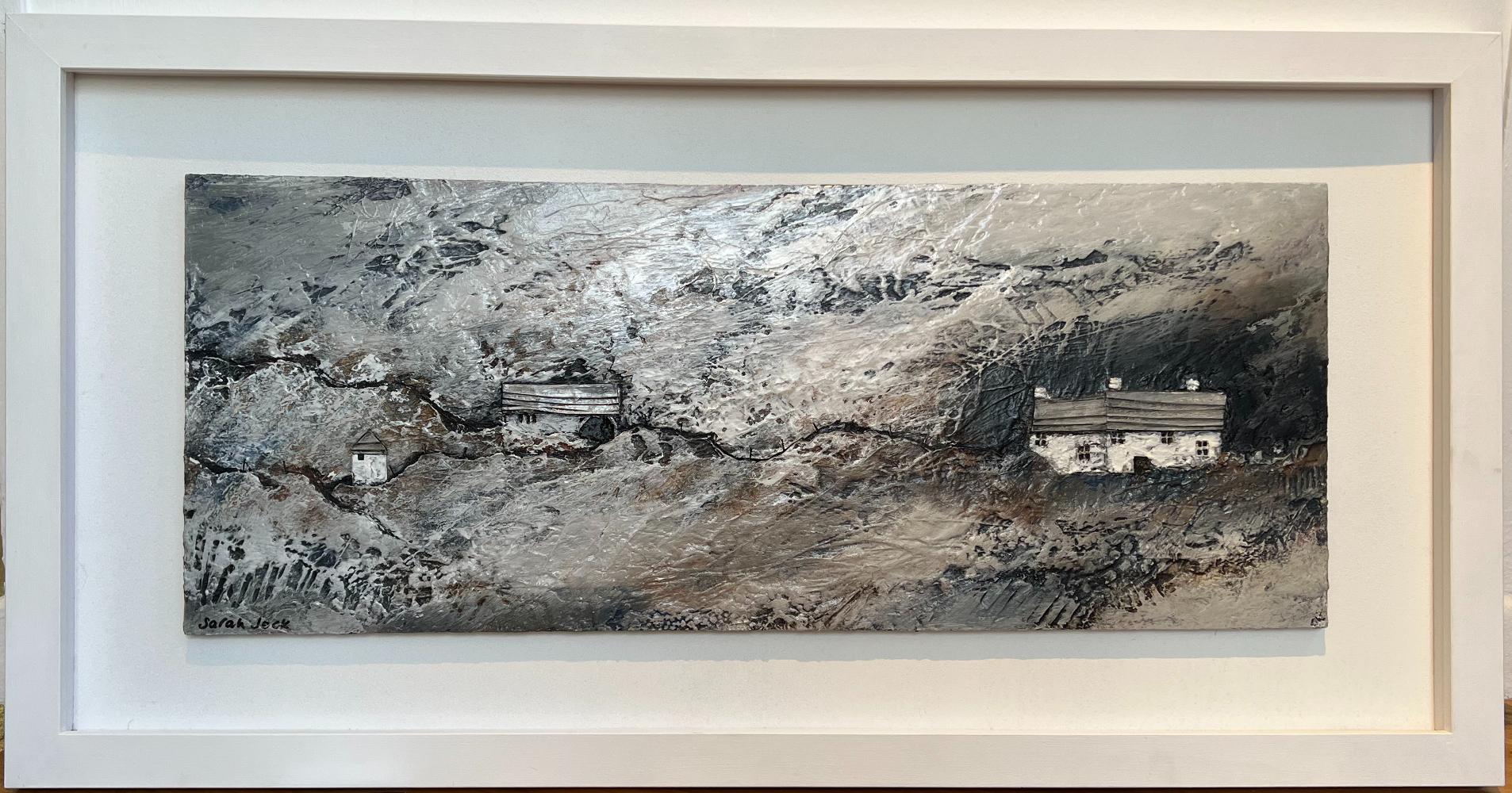 Caught in the Mist - Brooding British Landscape / Framed Mixed Media on Board - Contemporary Mixed Media Art by Sarah Jack