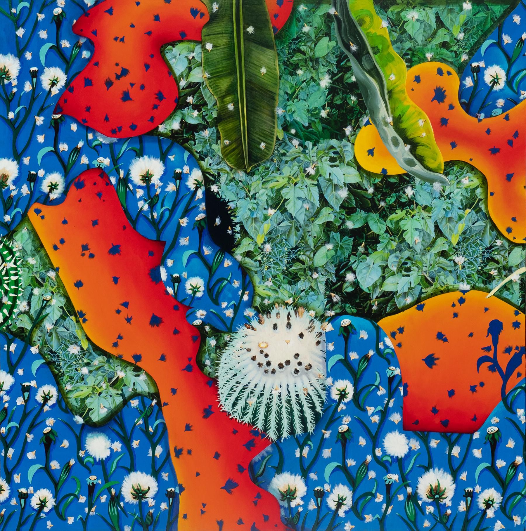 Touchy-Feely, Original Contemporary Nature-Inspired Surrealist Diptych Painting 1