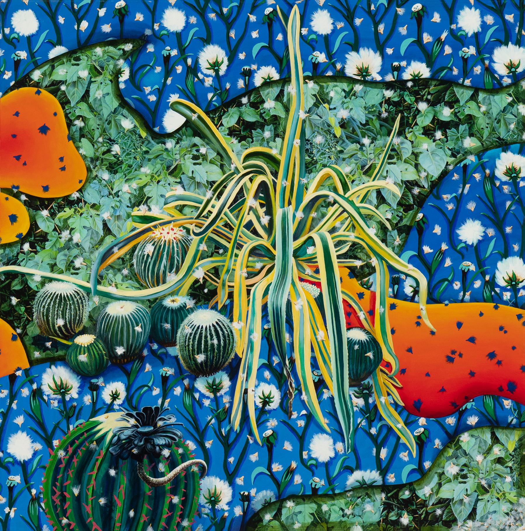 Touchy-Feely, Original Contemporary Nature-Inspired Surrealist Diptych Painting 2