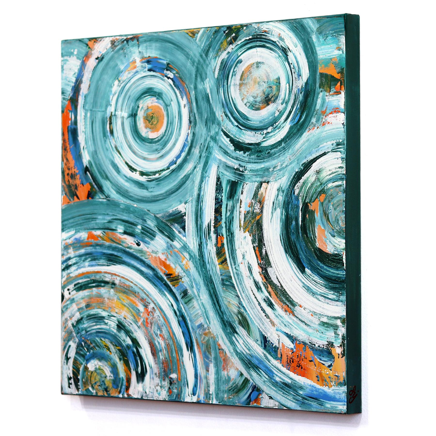 Life to the Full LA Teal 1 - Blue Multicolor Original Abstract Painting For Sale 3