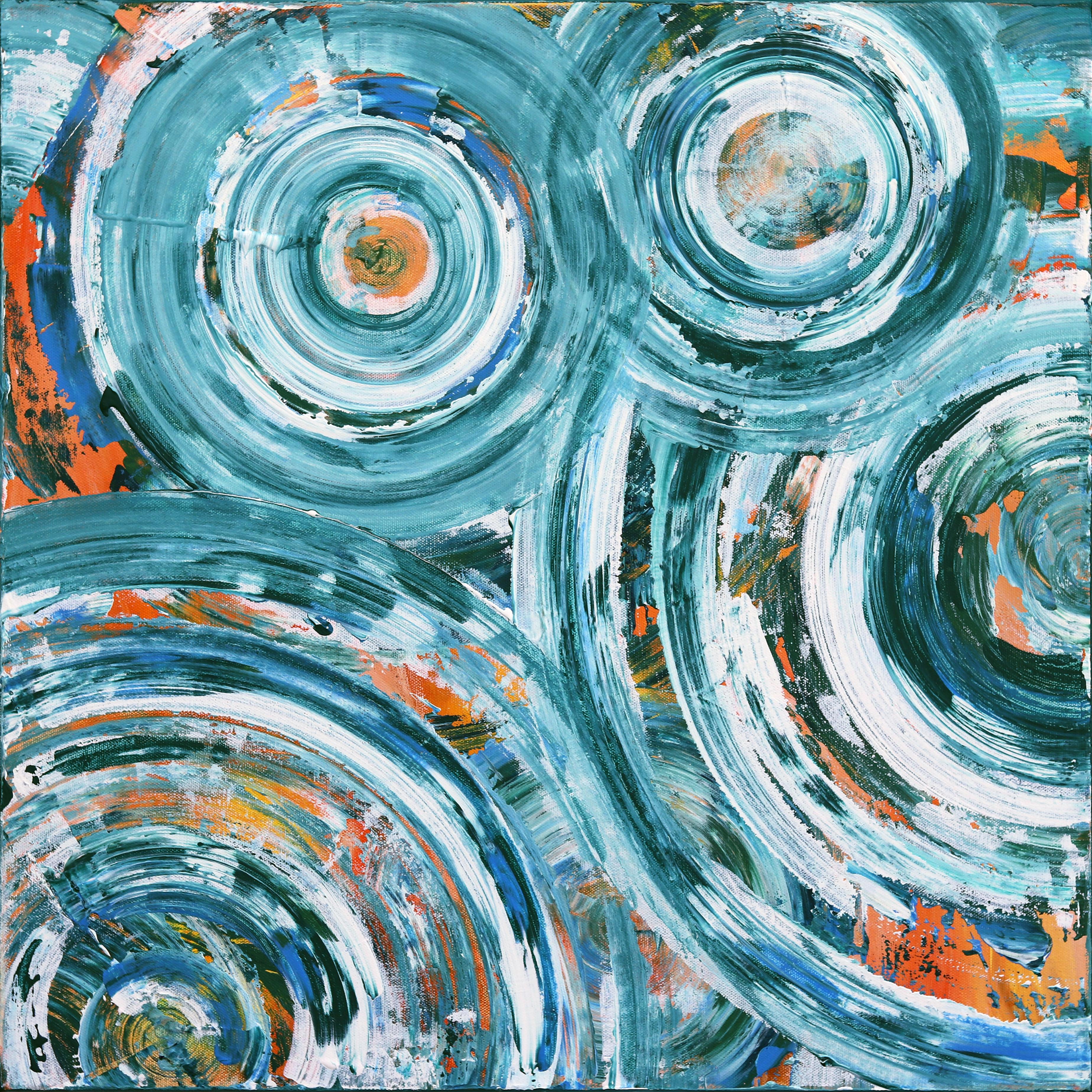 Life to the Full LA Teal 1 - Blue Multicolor Original Abstract Painting - Mixed Media Art by Sarah Johnson