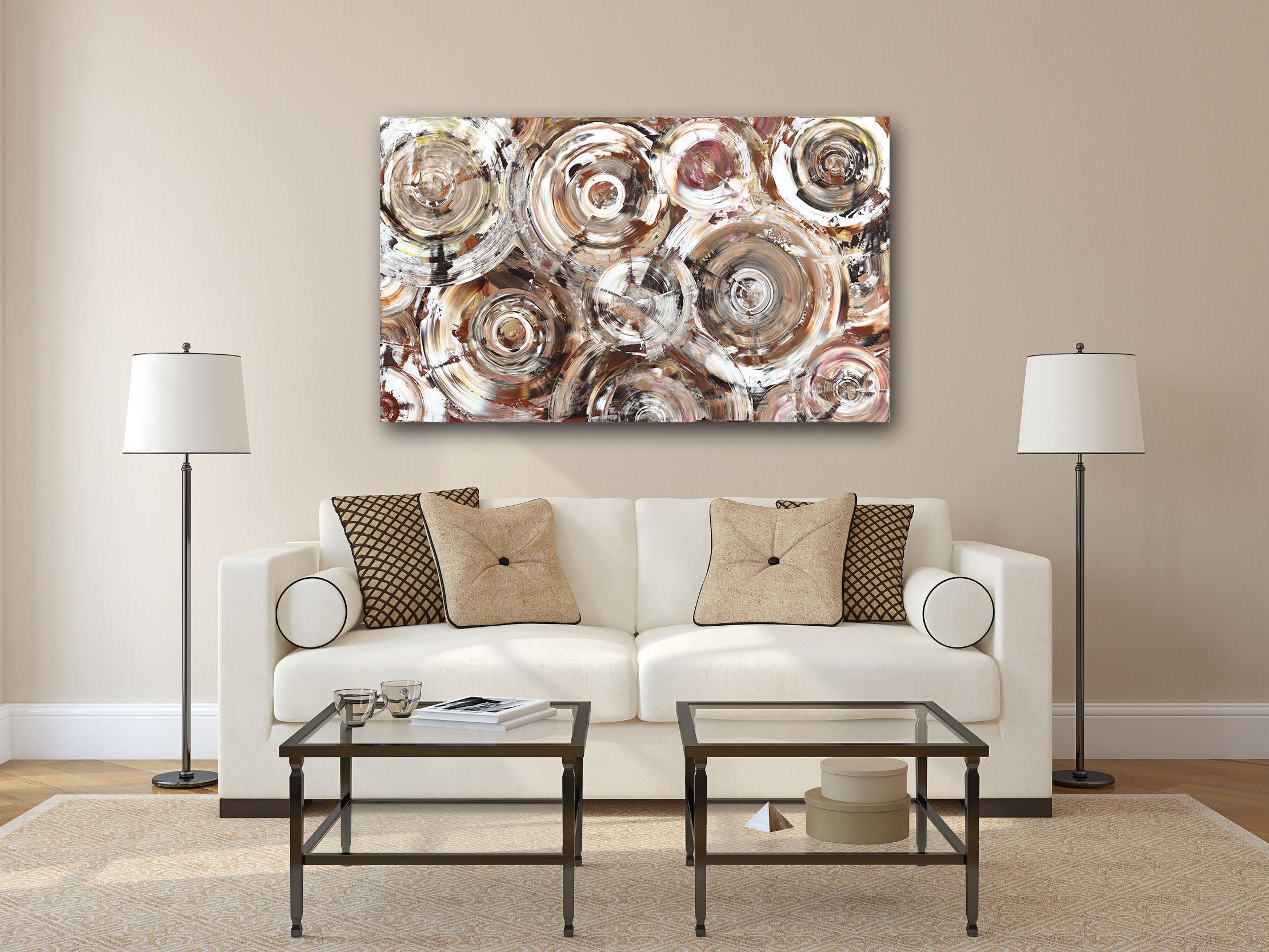 Life to the Full Neutral 2 - Earth Tone Acrylic Painting on Canvas For Sale 5
