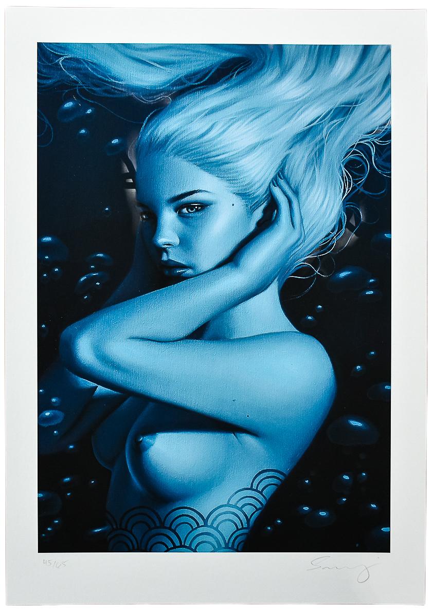 Surreal and beautiful print by Sarah Joncas.
Limited edition of only 65.
Hand signed by Sarah on bottom right of print.
Released in 2019.
Very vivid and deep colors on this print.
Archival Pigment Print printed on 310 GSM Museum Natural Fine Art