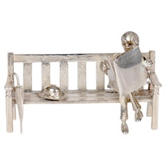 Sarah Jones the Times Silver Novelty Figure Sat on a Park Bench