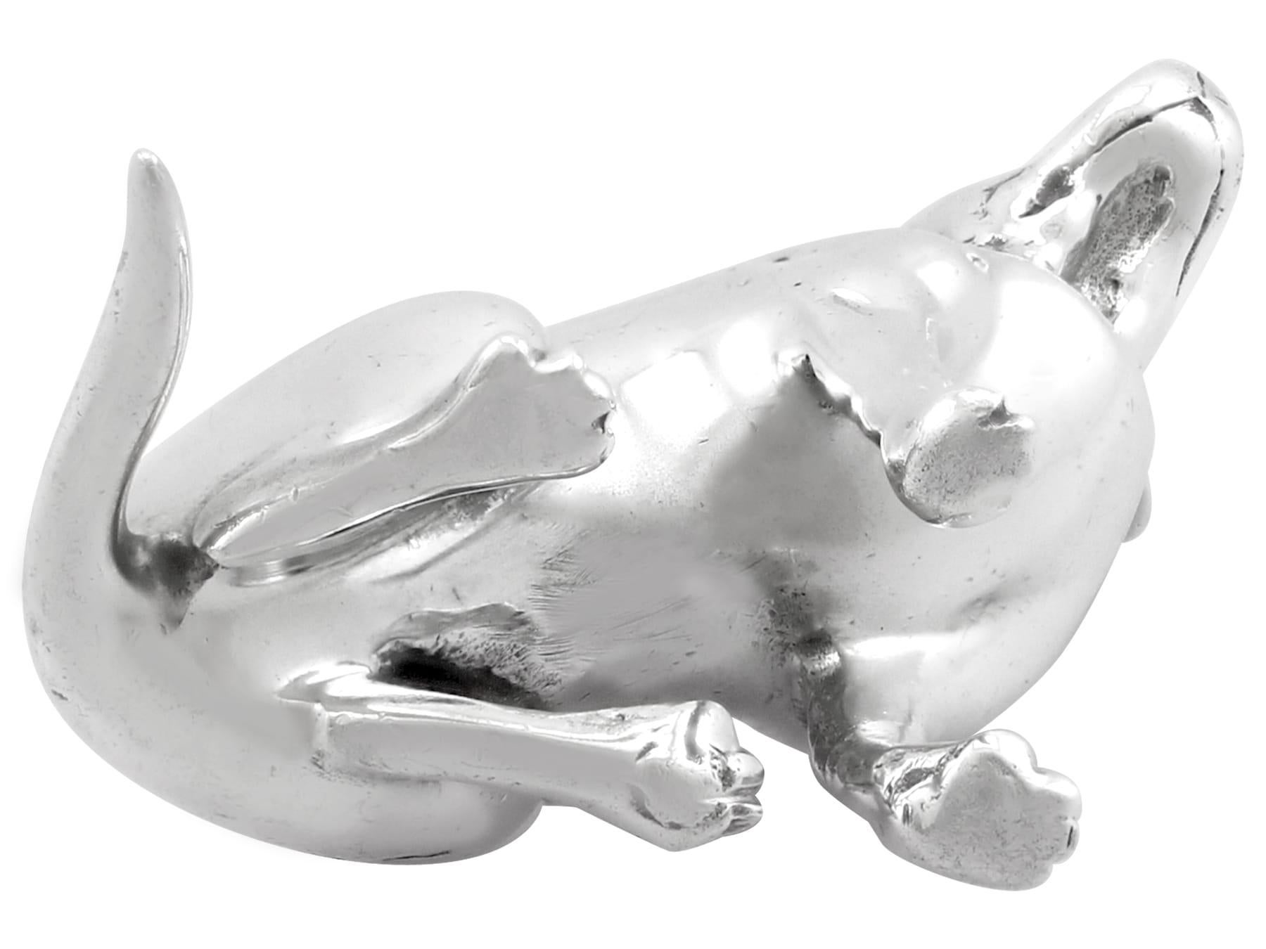 Late 20th Century Vintage Sterling Silver Labrador Dog Ornament For Sale