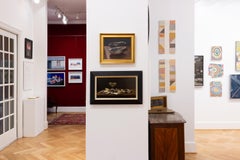 "Champagne et huîtres" - Nature morte - Peinture réaliste américaine - sombre et lunatique