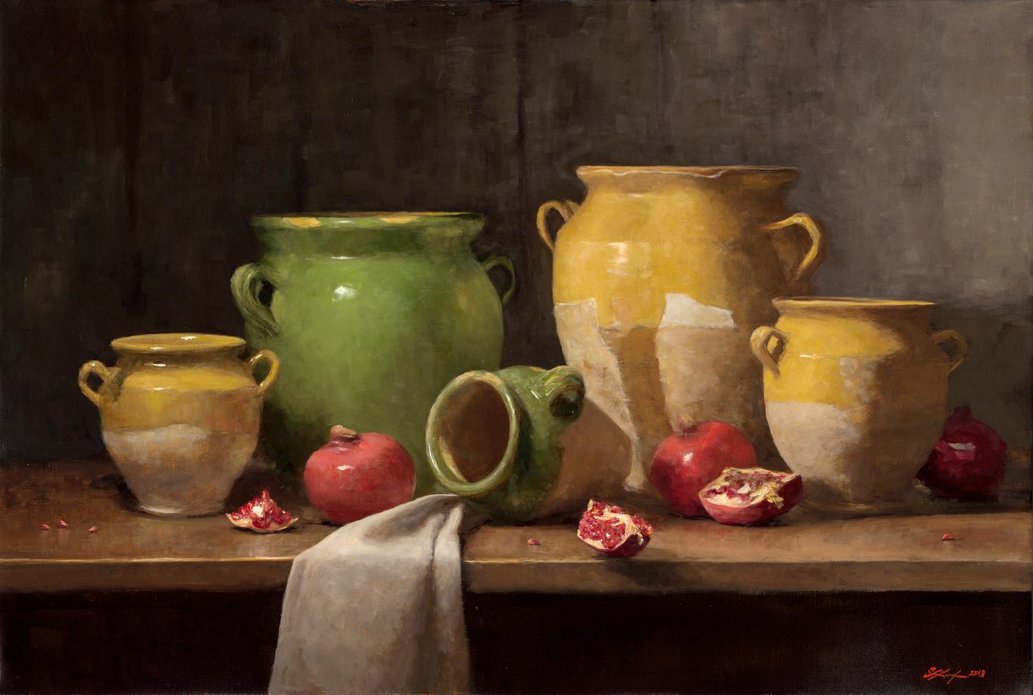 Sarah Lamb Interior Painting - Confit Pots and Pomegranates