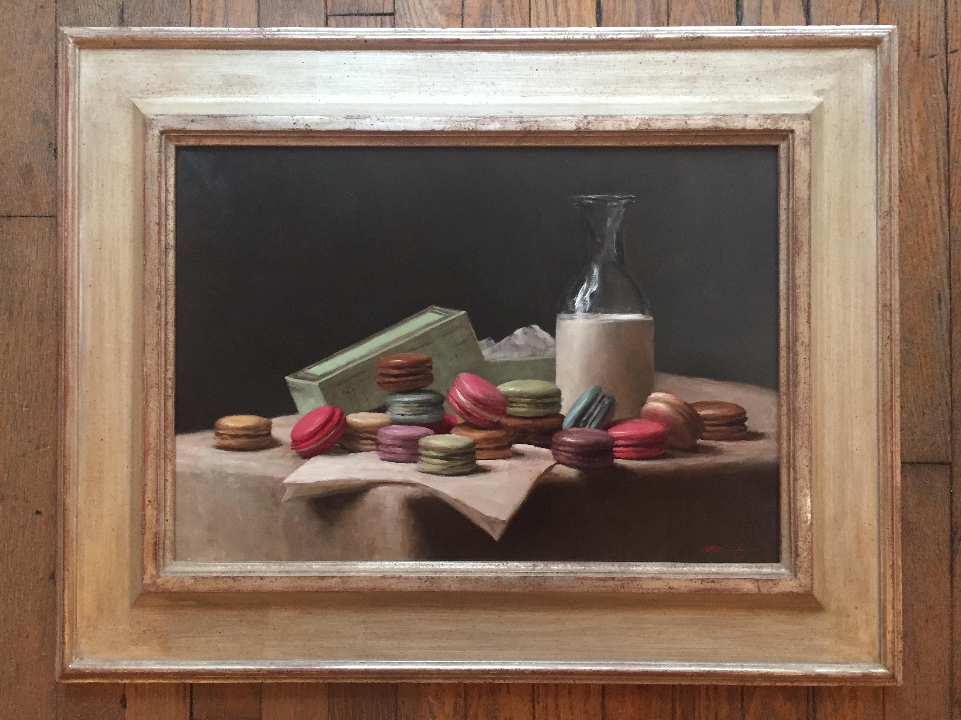 Laudrèe Macarons and Milk - Painting by Sarah Lamb