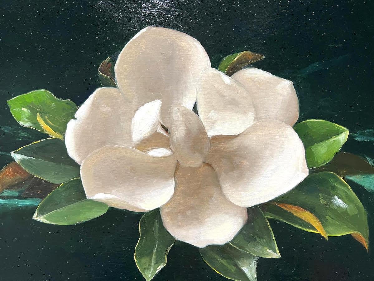 Magnolia - Realist Painting by Sarah Lamb