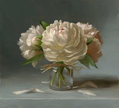 Peonies (flowers, vase, gray, white)