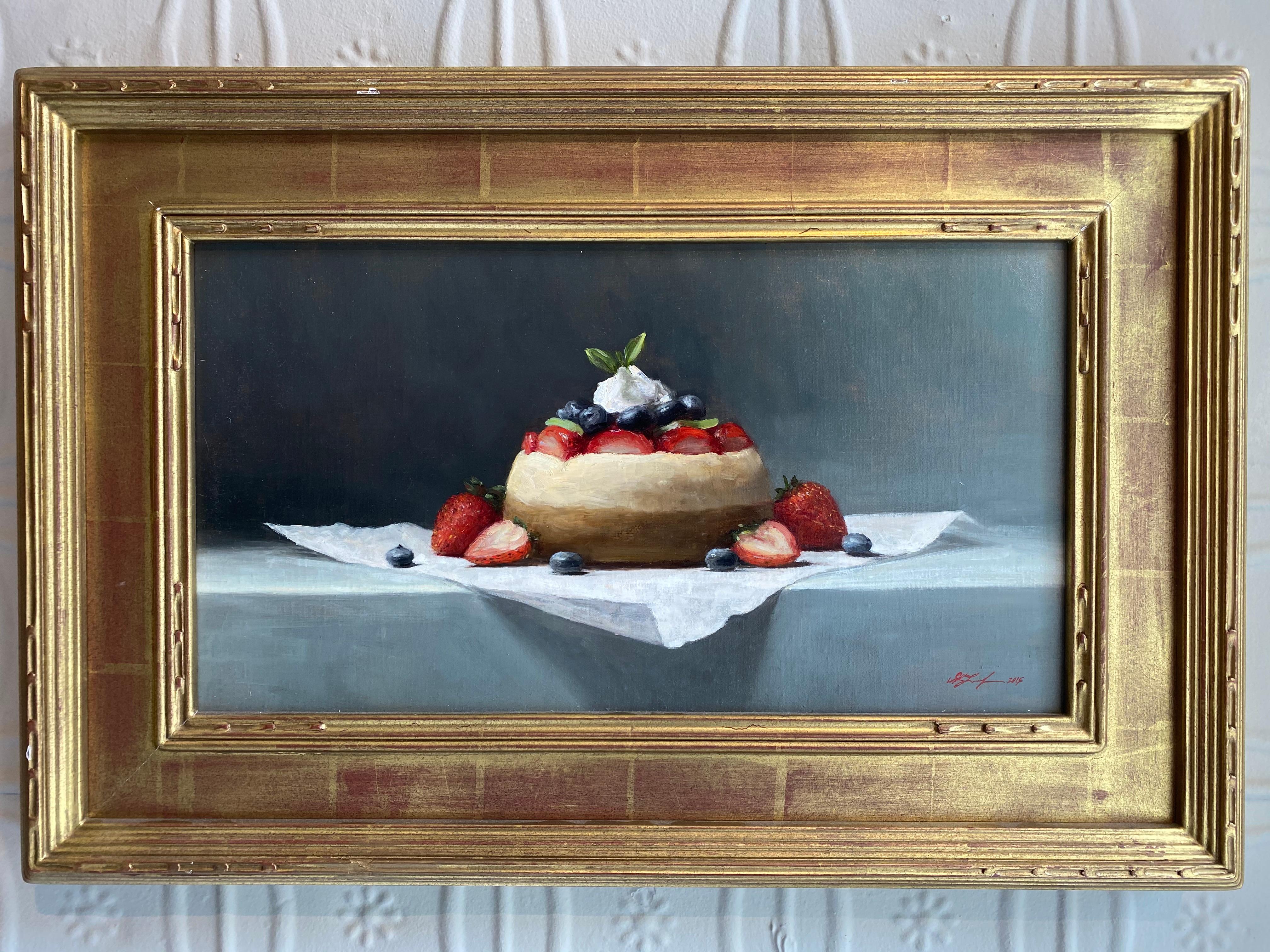 Petite Cheesecake - Painting by Sarah Lamb
