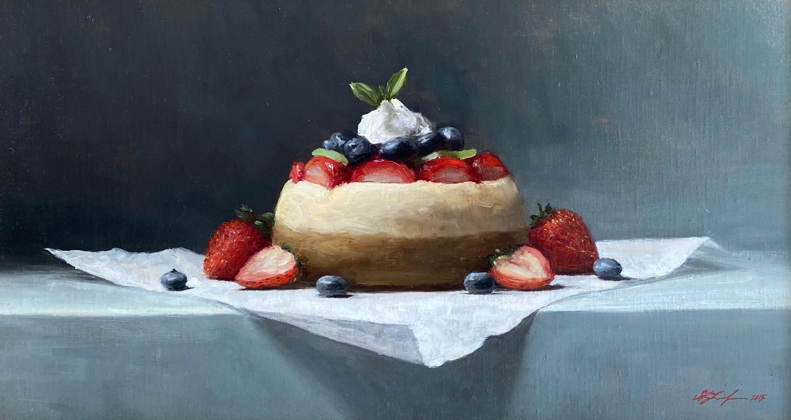 Sarah Lamb Still-Life Painting - Petite Cheesecake