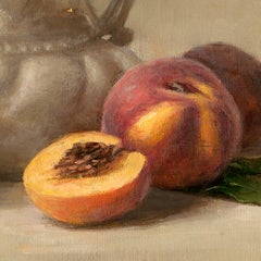 "Pichet et pêches" - Nature morte - Peinture réaliste américaine - fruits