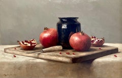 "Pomegranates and Earthenware" 2013 Sarah Lamb oil painting still life 