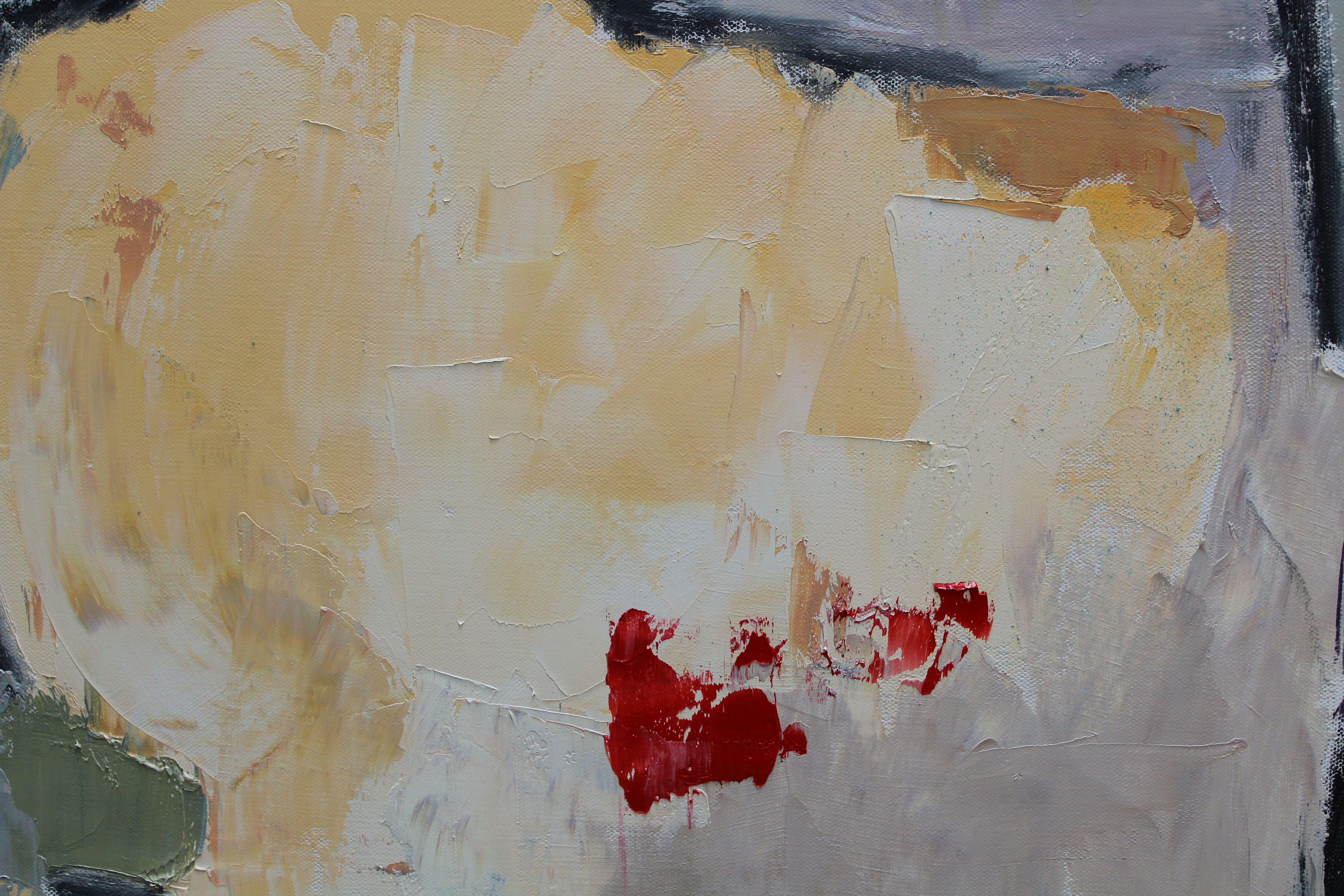 Duvet de l'arbre californien, peinture, huile sur toile - Gris Abstract Painting par Sarah Lapp