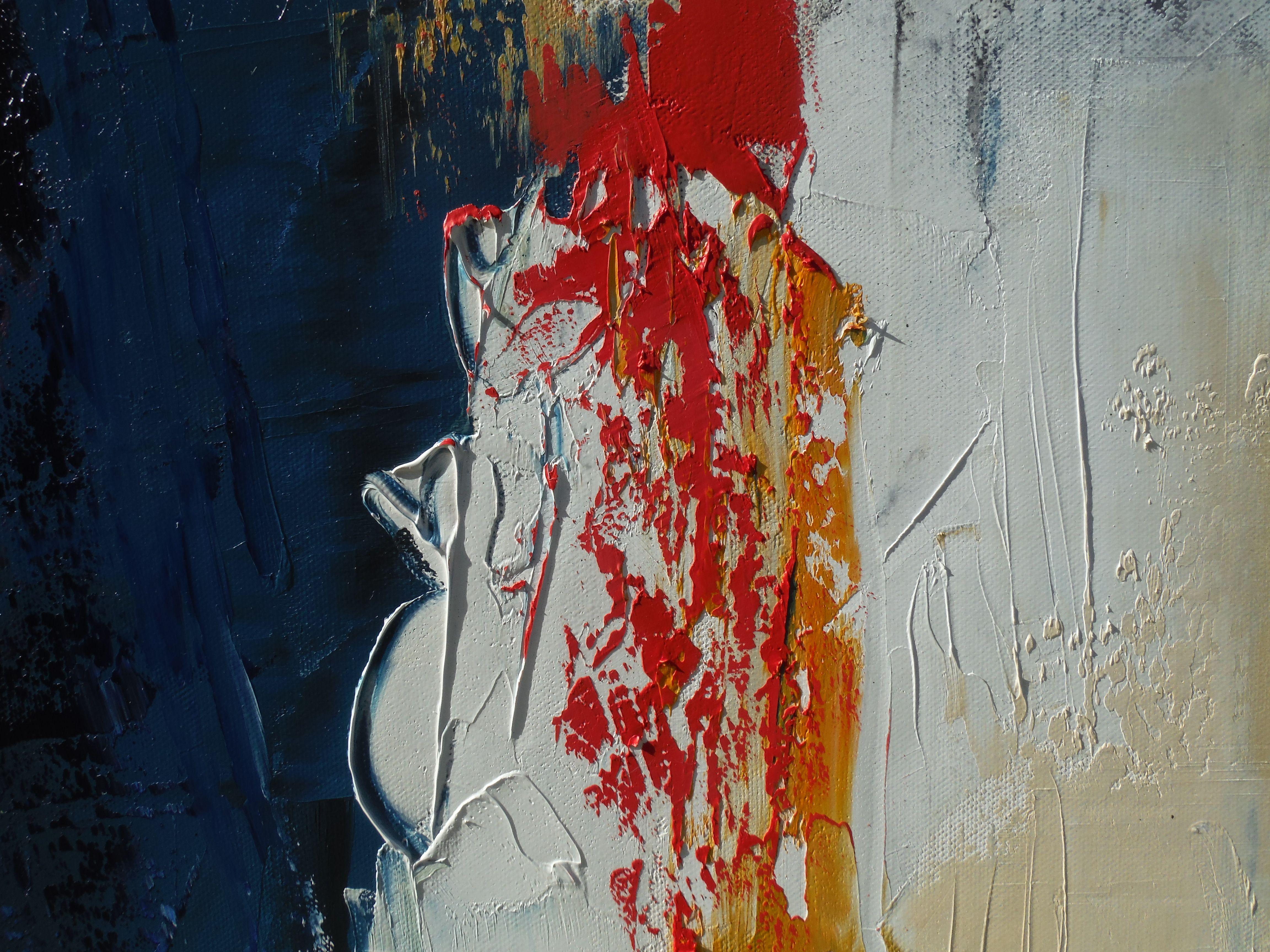 Dare, Pittura, Olio su tela - Abstract Painting Nero di Sarah Lapp
