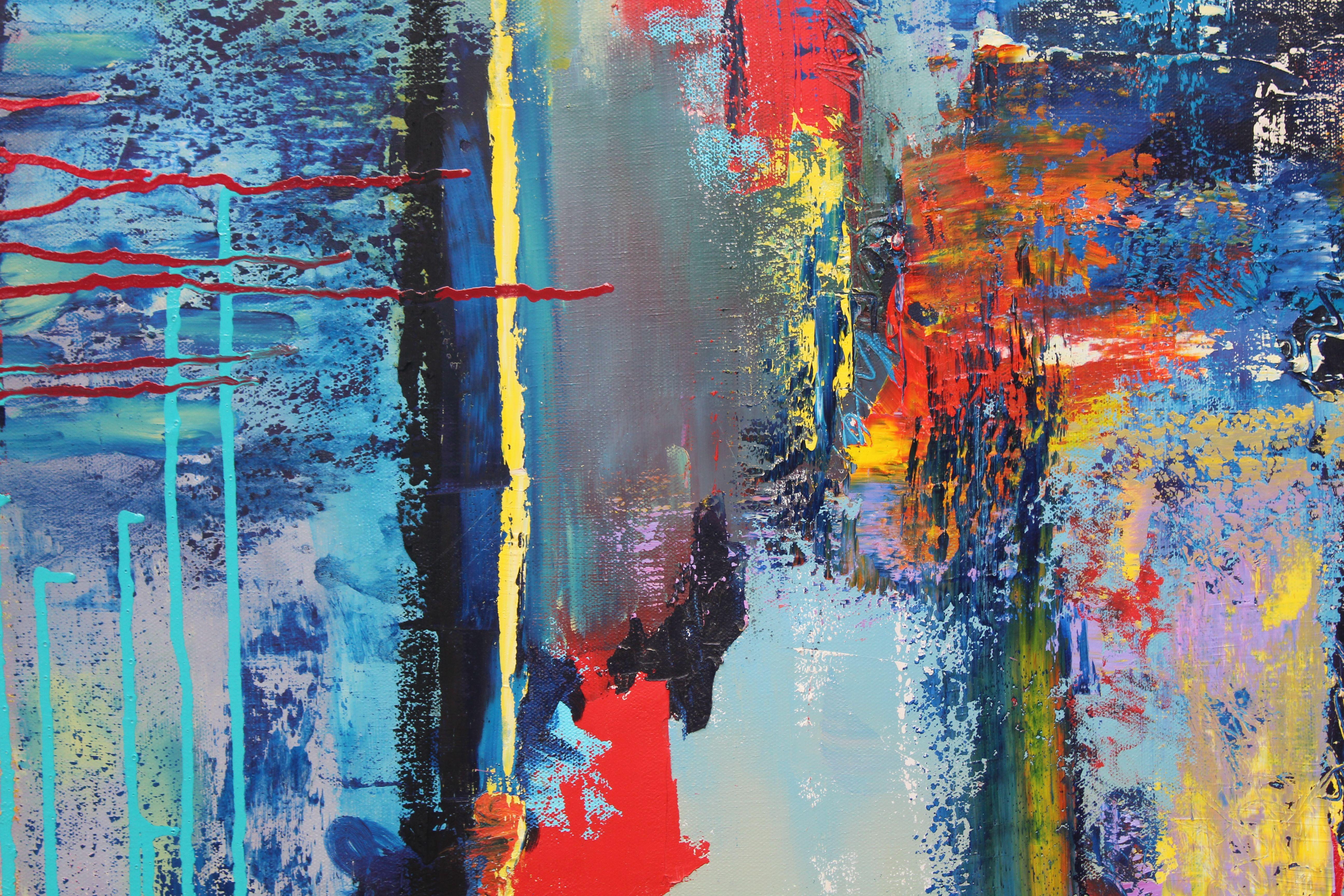 Posti barca, Pittura, Olio su tela - Abstract Painting Grigio di Sarah Lapp