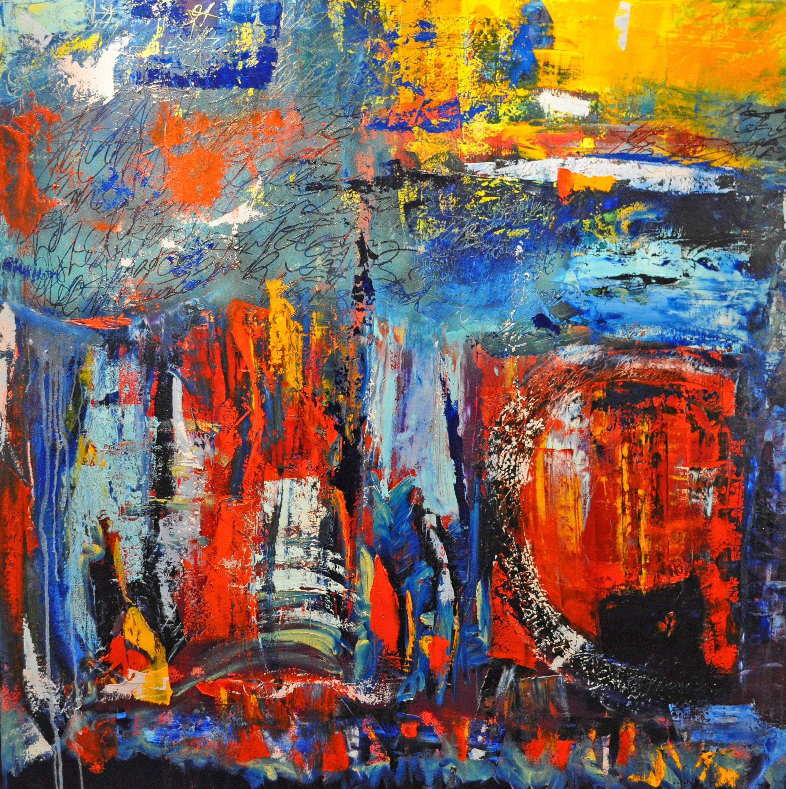 Sarah Lapp Abstract Painting - Night Lights II, Painting, Oil on Canvas