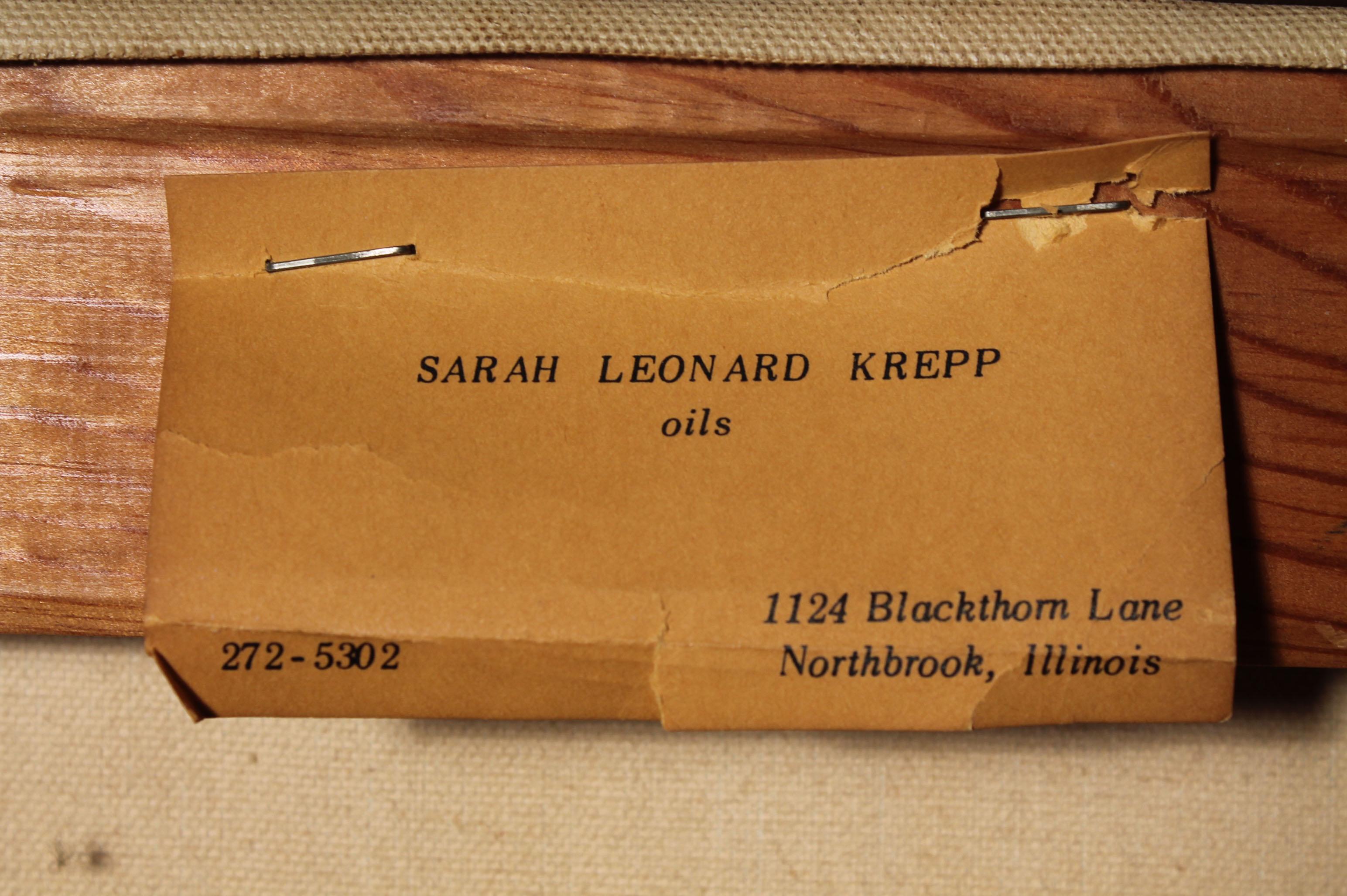 Sarah Leonard Krepp - Grande peinture de bateaux Mid-Century Modern de Sarah Leonard Bon état - En vente à Chicago, IL