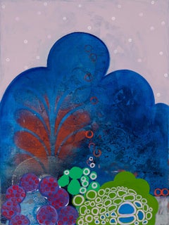Atrium (Twilight), blue and purple abstract painting, flora