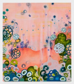 Burst (Persimmon), abstract mixed media painting 