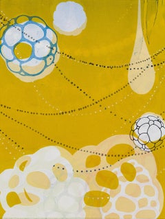 Abacus XIII, yellow and white abstract monoprint on paper