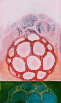 Domino XII, peinture abstraite, peinture à l'huile et peinture à la bombe sur panneau, couleurs pastel