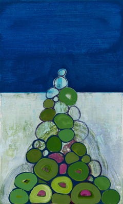 Domino XV, abstract painting, oil and spray paint on panel, pastel colors