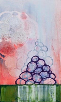 Domino XVI, peinture abstraite, peinture à l'huile et peinture à la bombe sur panneau, couleurs pastel