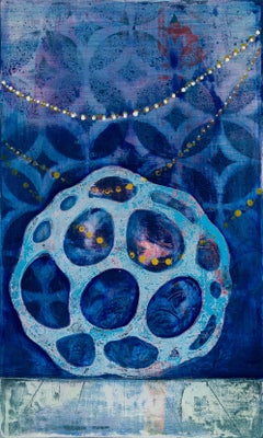 Domino XVIII, abstract painting, oil and spray paint on panel, pastel colors