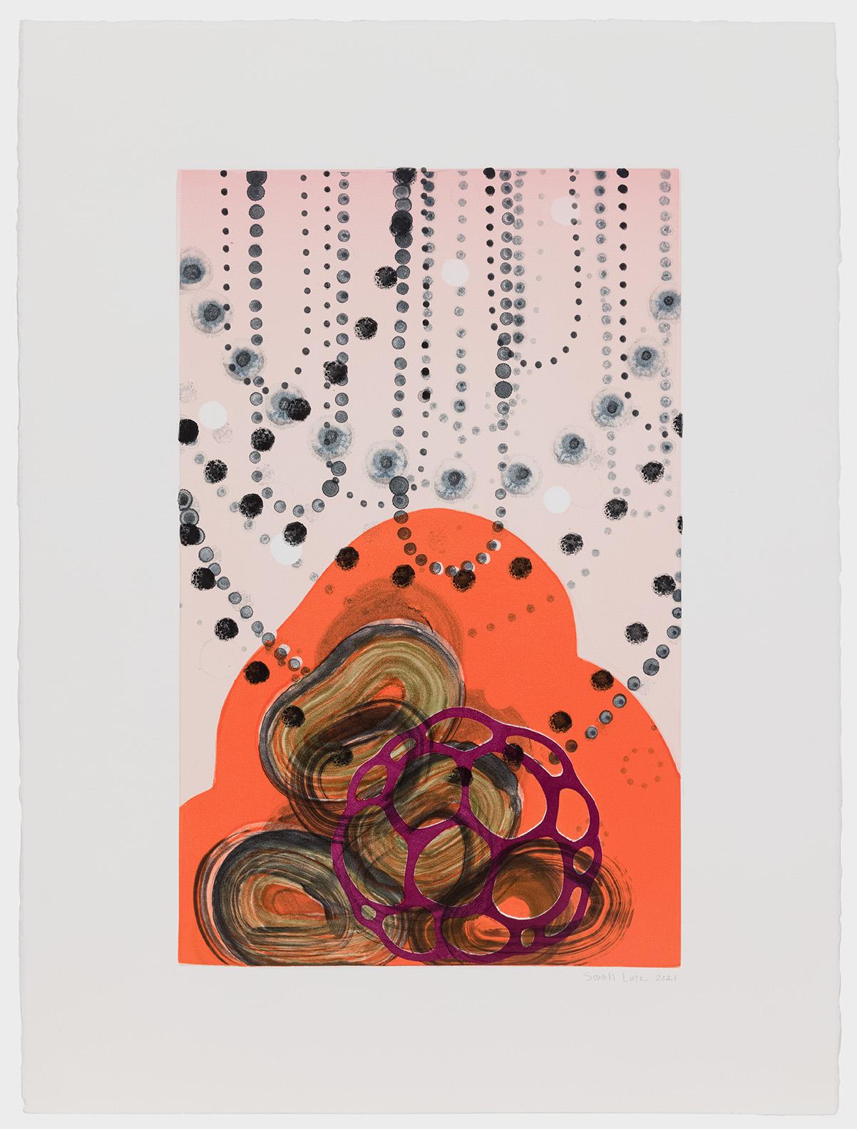 Sarah Lutz Abstract Print - String Theory IV, abstract monotype print