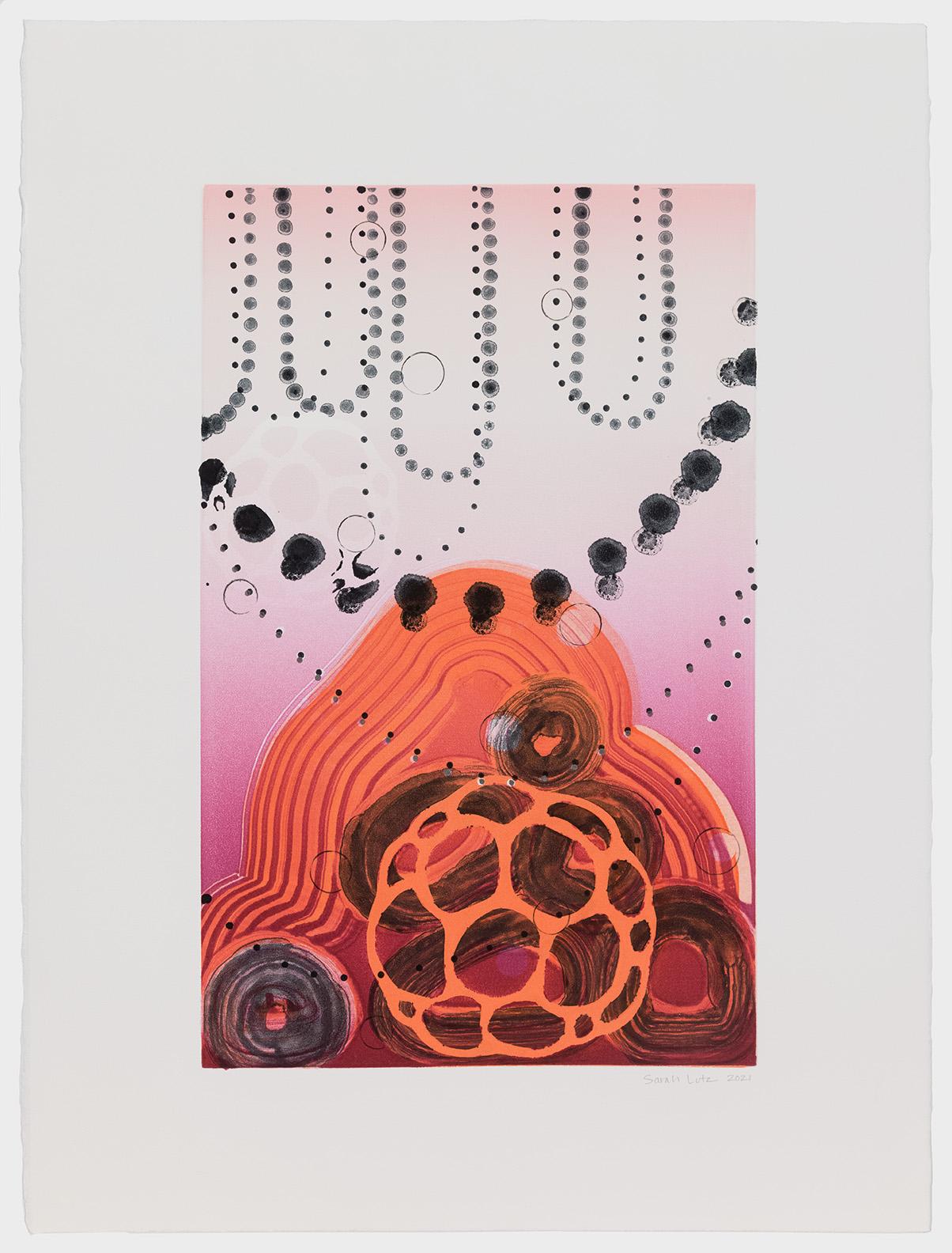 Sarah Lutz Abstract Print - String Theory IX, abstract monotype print